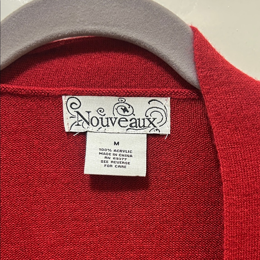 Red Open Front Cardigan - Picture 4 of 6